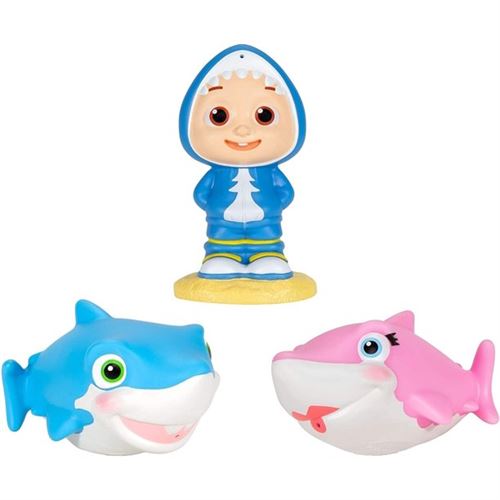 CoComelon Bath Squirters JJ And Sharks Boy Kids Toddler Bath Toys Size 10.16 cm Figures Set of 3