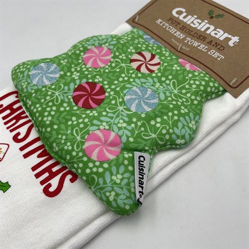 Cuisinart Pot Holder and Kitchen Towel Set Christmas Tree NWT