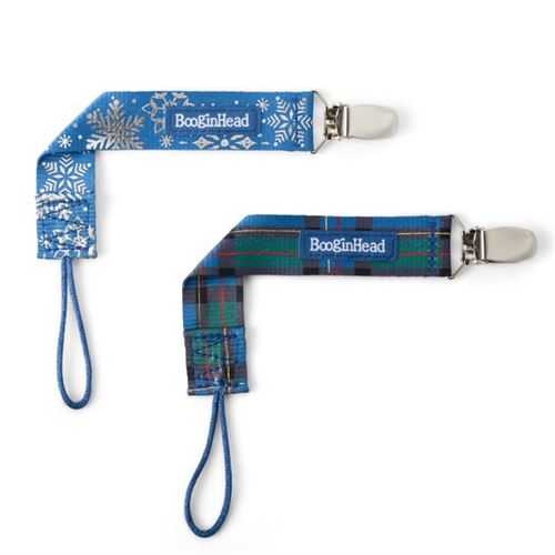 BooginHead PaciGrip Universal Pacifier Clips, Snowflakes & Plaid 2-Pack