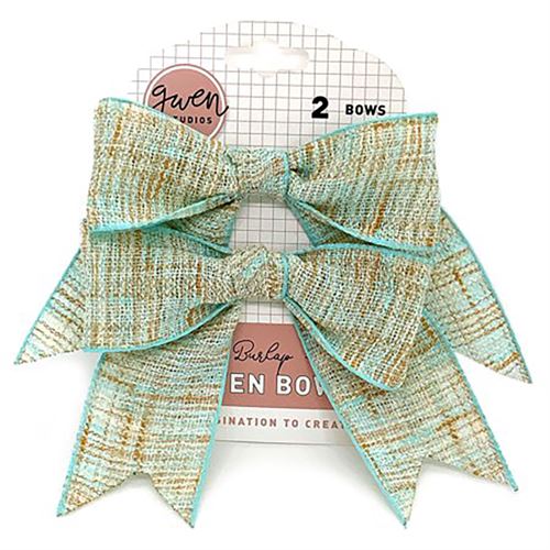 Gwen Studios 4" x 3" Soft Fabric Burlap Bows, Mint Green