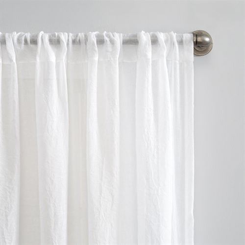 Mainstays Linen Textured Semi-Sheer Rod Pocket Curtain Panel, 127× 213 cm , White