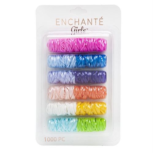 Enchante Hair Assorted Color Polybands - 1000 Pieces