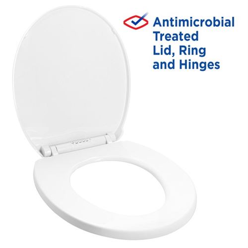 Clorox Antimicrobial Round Stay Fresh Scented Plastic Toilet Seat with Easy-Off