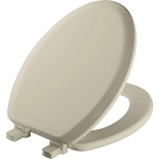 Mayfair Lift Off Elongated Enameled Wood Toilet Seat in Bone with STA-TITE