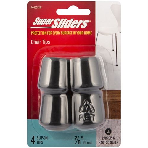 Super Sliders 22 mm Round Rubber Tip Chair Leg Cap Floor Protection Pad Black, 4 Pack