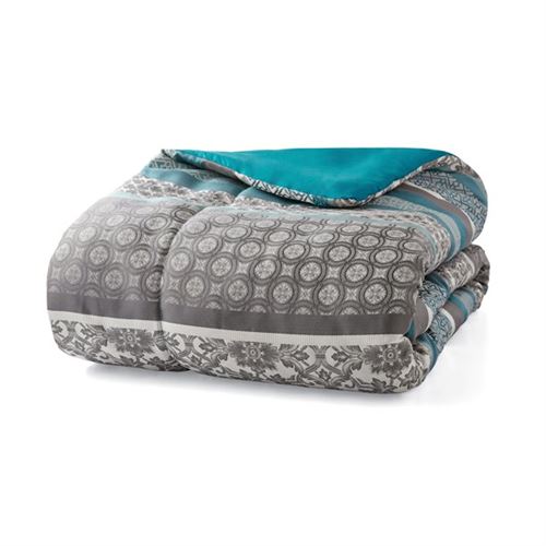 Mainstays Princeton Teal Stripe 7 Piece Comforter Bedding Set