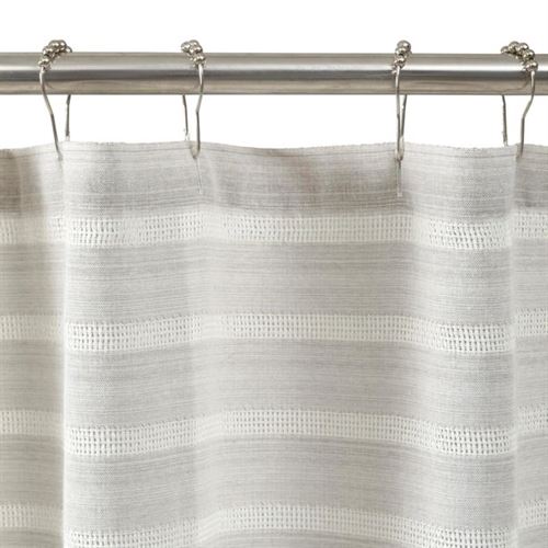 Better Homes & Gardens Basketweave Stripe Poly-Cotton Fabric Shower Curtain, 183x183 cm, Grey