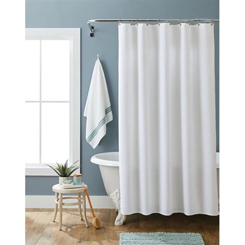 Better Homes & Gardens Waffle Weave Fabric Shower Curtain