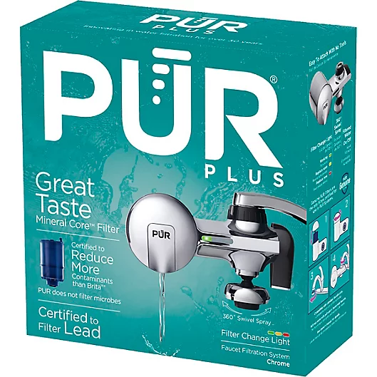 Pur Horizontal Faucet Mount Filtration System with Swivel Spout in Chrome