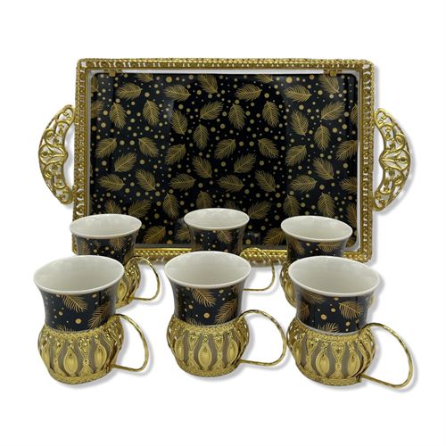 Tea Cups Set With Serving Tray