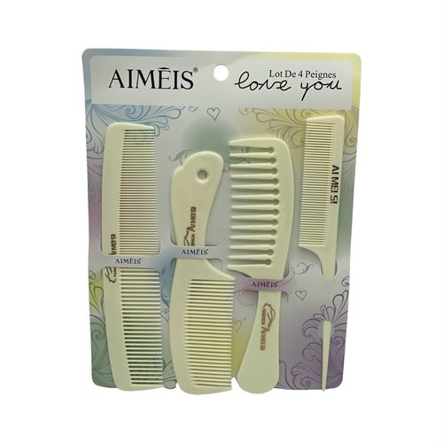 Set of 4 combs of different sizes - yellow