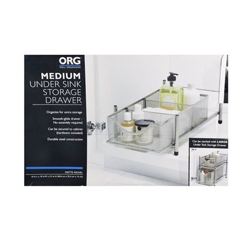 ORG Medium Metal Mesh Cabinet Drawer in Nickel