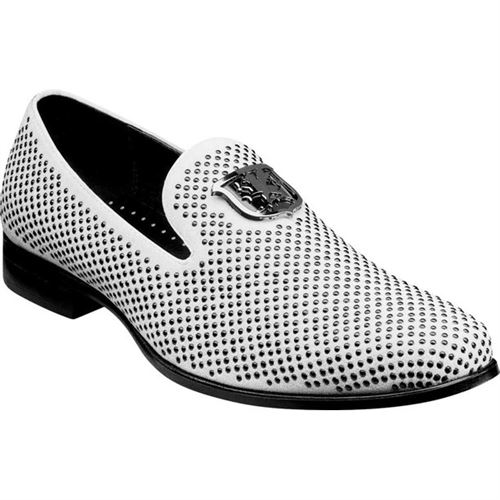 Men's Stacy Adams Swagger Studded Loafer Black And White Studded Fabric