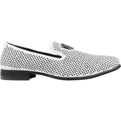 Men's Stacy Adams Swagger Studded Loafer Black And White Studded Fabric