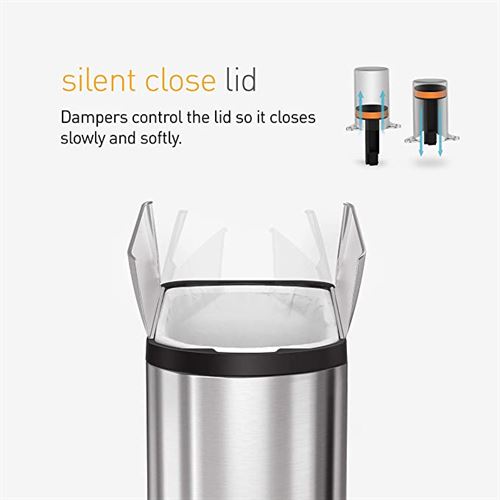 simplehuman 45L Butterfly Step Trash Can Brushed Stainless Steel
