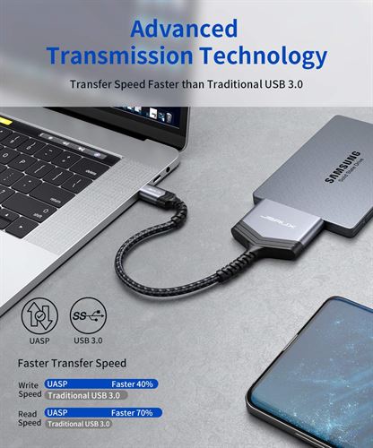SATA to USB C Cable, JSAUX USB-C Thunderbolt 3 to 2.5” SATA