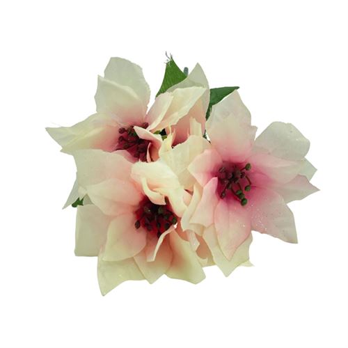 Artificial Flowers Poinsettia Pick Glittery Pink