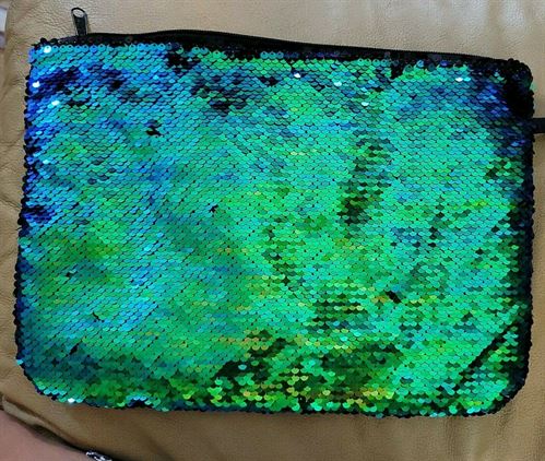 2-Way Flip My Sequin Wet/Dry, Green Blue Black Bag Water Resistant Swim Beach
