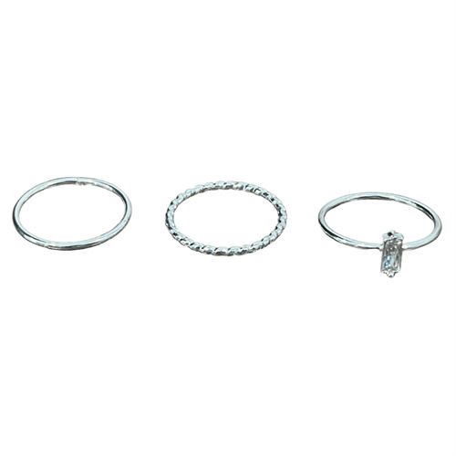Clear Stone and Two Thin Ring Set - A New Day™ Silver