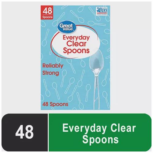 Great Value Everyday Disposable Plastic Spoons, 48 count,