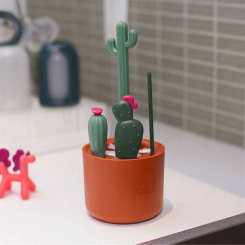 Boon Cacti Bottle Cleaning Brush Set - Brown & Green