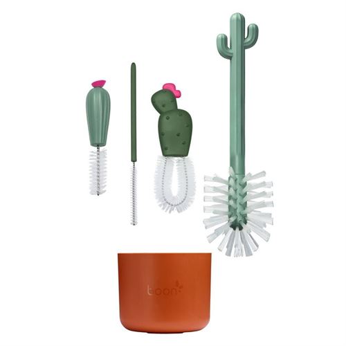 Boon Cacti Bottle Cleaning Brush Set - Brown & Green