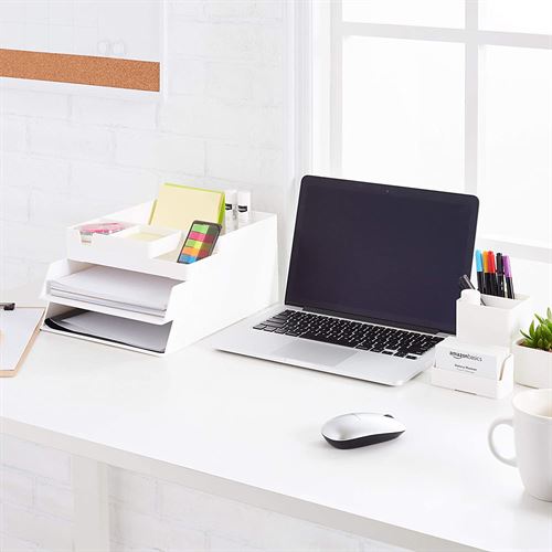 Amazon Basics Plastic Desk Organizer - Pen Cup, White