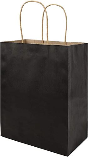 82 Pack small 5.25x3.75x8 inch Black Kraft Paper Bags