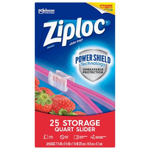 Ziploc Brand Slider Storage Quart Bags with Power Shield Technology
