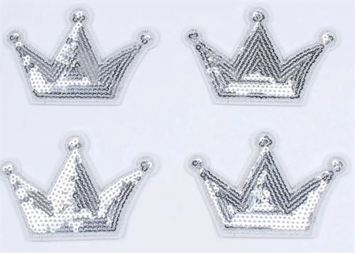 9 Pcs / lot DIY Sequined Silver Crown Stickers Sewing Clothes