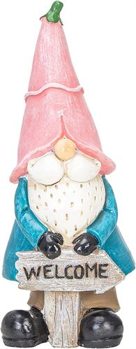 Vidduo Garden Gnome Statue with Welcome Sign 10 inch