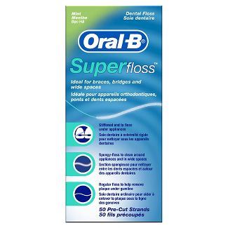 Oral-B Mint Super Floss Pre-Cut Strands - 100ct