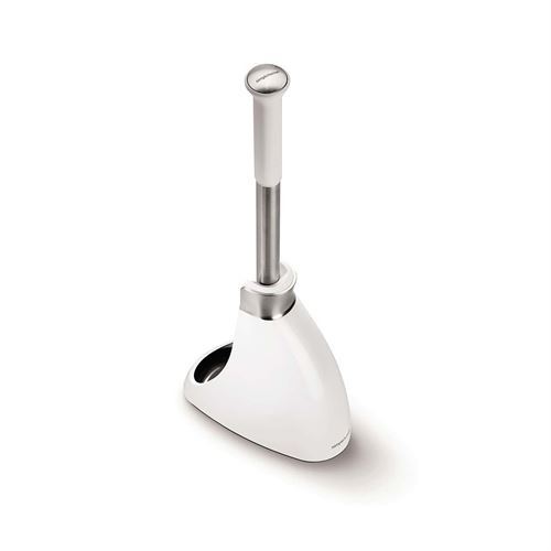 simplehuman Toilet Brush with Caddy, Stainless Steel, White