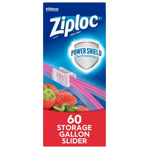 Ziploc® Brand Slider Storage Bags with Power Shield Technology, Gallon, 60 Count