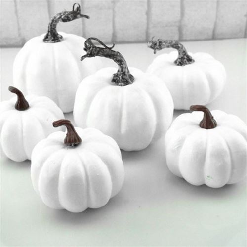Halloween White Artificial Pumpkins set of 6