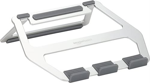 AmazonBasics Portable Aluminum Folding Laptop Stand, Fits Up to 13-Inch, Silver