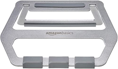 AmazonBasics Portable Aluminum Folding Laptop Stand, Fits Up to 13-Inch, Silver