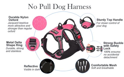 tobeDRI No Pull Dog Harness Adjustable Reflective Oxford Easy Control Medium Large Dog Harness