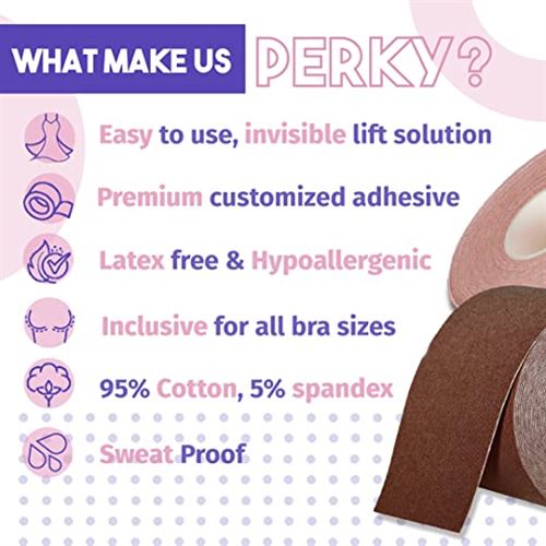 Perky Girls Tape – Breast Lift Tape from A to DD Cup & Plus Sizes – Waterproof & Hypoallergenic Breast Tape