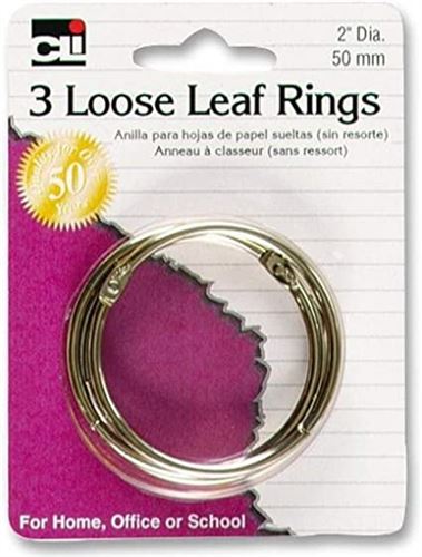 Charles Leonard Loose Leaf Rings with Snap Closure, Nickel Plated.