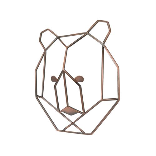 NoJo - Metallic Copper Wire Shaped Bear Head Wall Art
