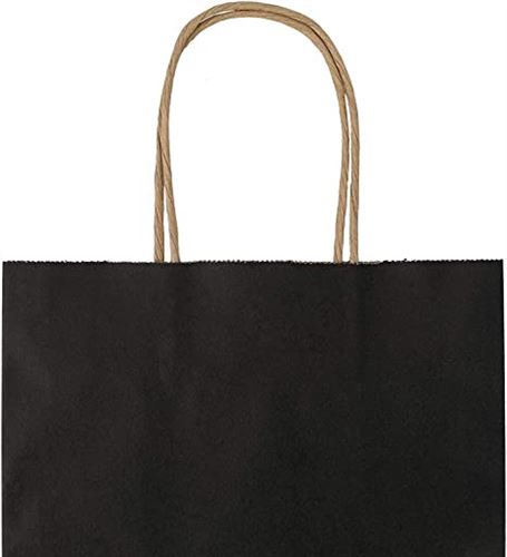 Bagmad - 100 Pack Medium 20x12x25 cm Black Kraft Paper Bags