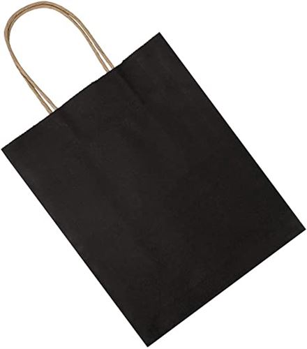 Bagmad - 100 Pack Medium 20x12x25 cm Black Kraft Paper Bags