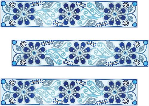 Kantu 2112009 Anabel Ceramic Decorative Listello Wall Tile, Metallic Blue, 3 Inch