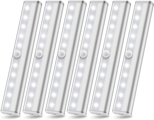 SZOKLED Motion Night Light Bar for Stairs Hallway Kitchen, White 6 Pack