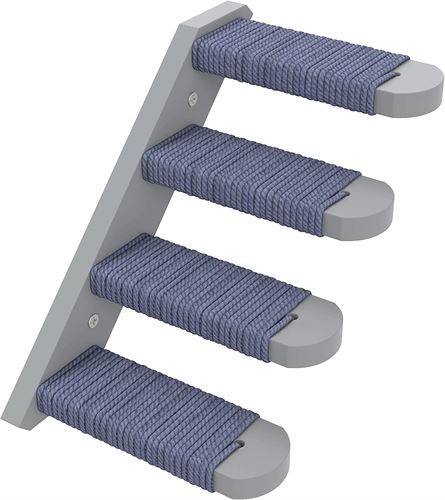 Skywin Cat Steps - Grey Solid Rubber Wood Cat Stairs Great for Scratching and Climbing