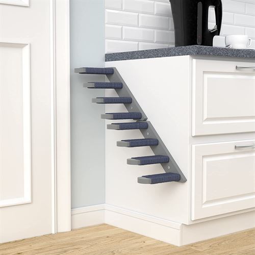 Skywin Cat Steps - Grey Solid Rubber Wood Cat Stairs Great for Scratching and Climbing