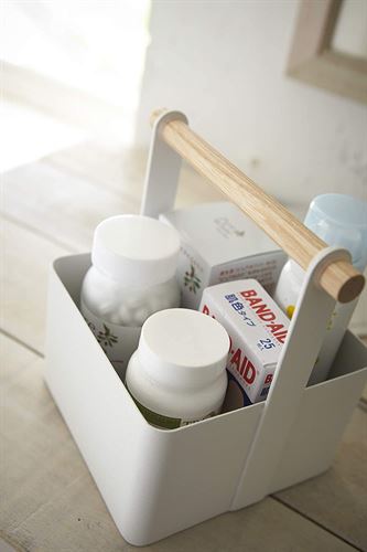 Yamazaki Home Storage Basket - Wood Handle Organizer