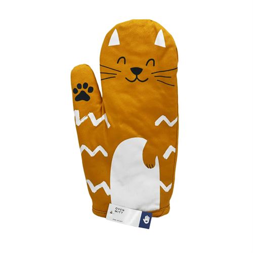 Oven glove in the shape of a cat to protect hands from high heat