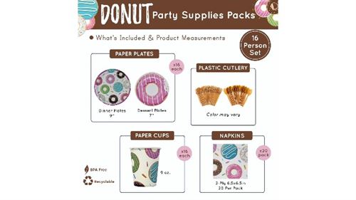 Donut Party Supplies Packs (for 16 Guests!), Pink Donut Birthday Party Decorations, Donut Party Decorations